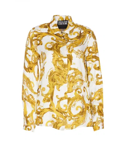 Versace Jeans Couture Watercolour Couture-print Shirt In Blue