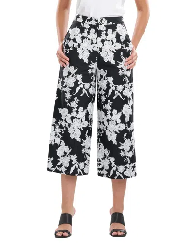 Natori Tangier Cropped Floral-embroidered Twill Trousers In Blue