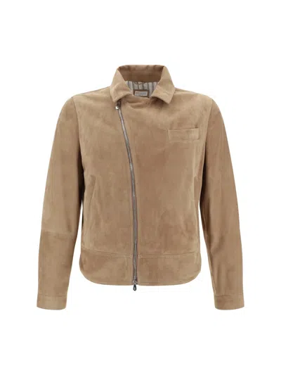 Brunello Cucinelli Jackets In Tabacco+ Bianco/grigio