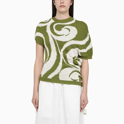 Dries Van Noten Green Cotton Jersey With Inlay In 604 Gre