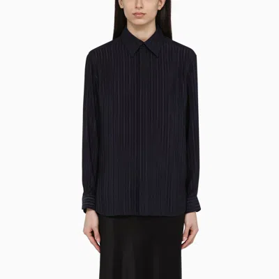 Saint Laurent Striped Silk Shirt In Black