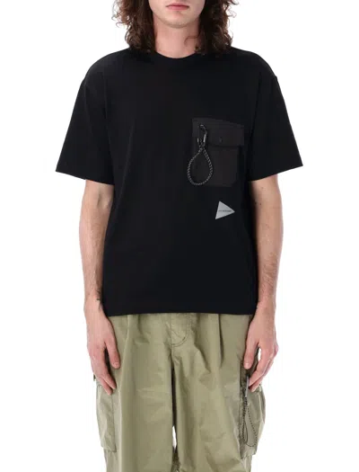 And Wander Chest-pocket Jersey T-shirt In Black