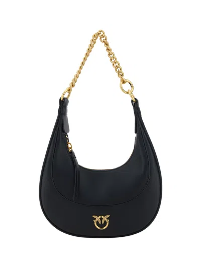 Pinko Classic Brioche Bag Hobo Shoulder Bags Black In Nero-antique Gold