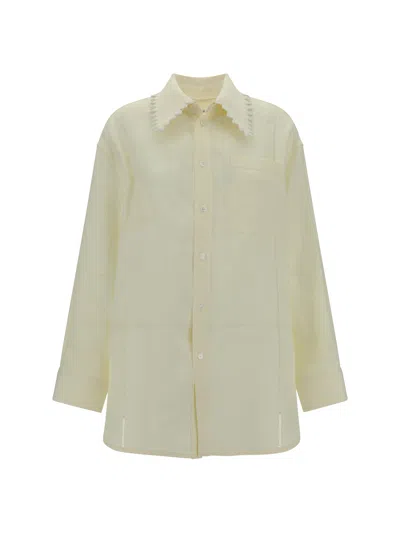 Bottega Veneta Embroidered Linen Shirt In Pastry