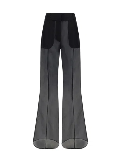 Gabriela Hearst Rhein High-rise Sheer Silk Flared Trousers In Black