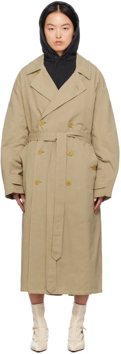 The Row Montrose Oversized Double-breasted Belted Cotton And Linen-blend Trench Coat In Neutrals