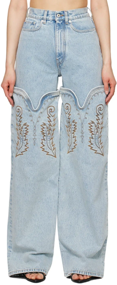 Y/project Evergreen Maxi Cowboy Cuff Jeans In Blue