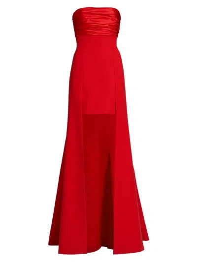 Cinq À Sept Women's Lorella Strapless High-low Gown In Scarlet