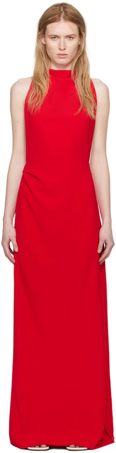 Proenza Schouler Faye Backless Matte Crepe Long Dress In Red
