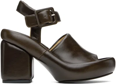 Lemaire 105mm Padded Leather Sandals In Br449 Dark Brown