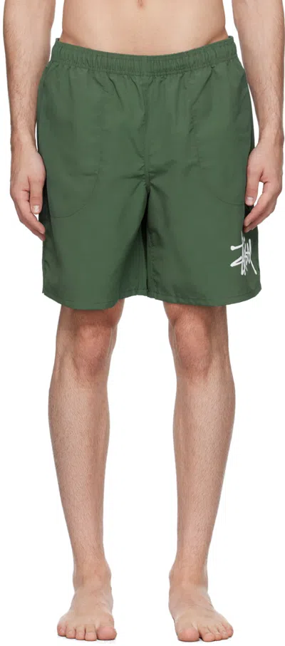 Stussy Water Logo-print Swim Shorts In Emer Emerald