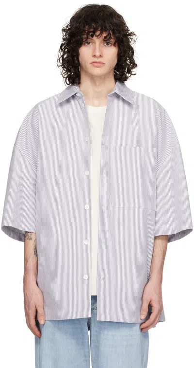Bottega Veneta Classic Striped Cotton Shirt In Grey,white