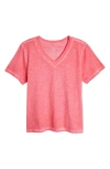 Eileen Fisher V-neck Organic Cotton T-shirt In Geranium