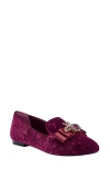 Birdies Starling Flat In Wine Embossed Velvet Bee