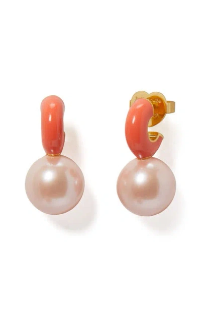 Kate Spade New York Bright Spots Bead Drop Huggie Hoop Earrings In Pink/orange