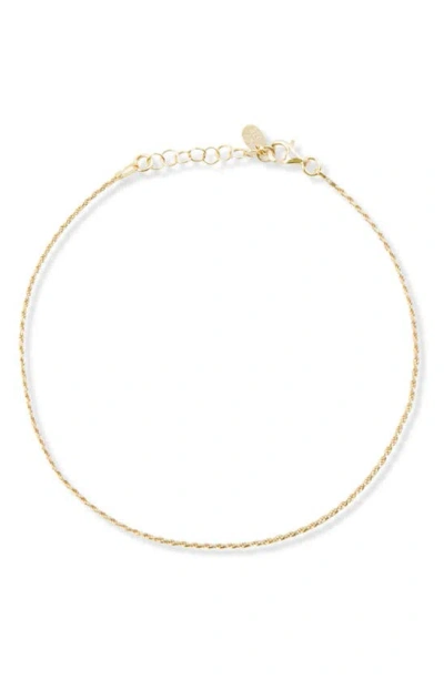 Argento Vivo Sterling Silver Rope Chain Anklet In Gold