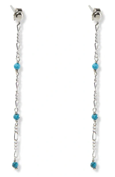 Argento Vivo Sterling Silver Stone Figaro Chain Linear Earrings In Silver