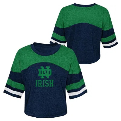 Outerstuff Kids' Girls Youth Navy Notre Dame Fighting Irish Sunday Friday Sleeve Stripe Jersey T-shirt