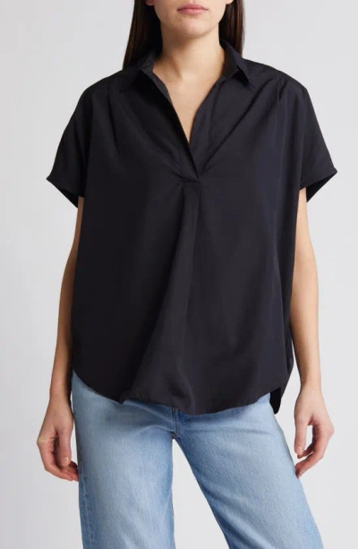 French Connection Popover Poplin Shirt In Black