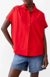 French Connection Popover Poplin Shirt In True Red