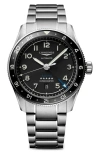 Longines Men's Swiss Automatic Spirit Zulu Time Stainless Steel Bracelet Watch 42mm In Black