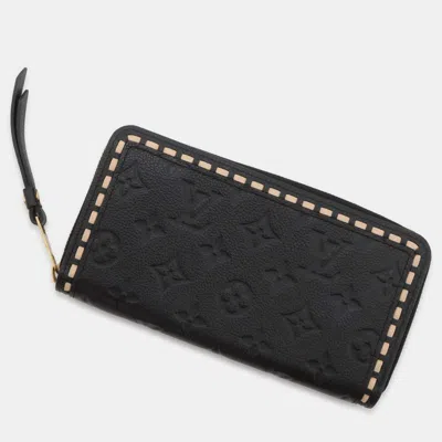 Pre-owned Louis Vuitton Black Monogram Empreinte Leather Zippy Wallet