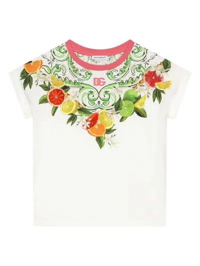 Dolce & Gabbana Kids' Graphic-print Cotton T-shirt In White
