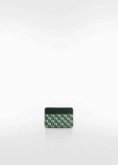 Mango Card Holder With Printed Logo Green In Vert