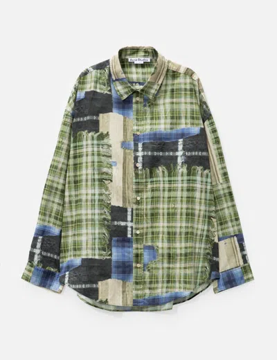 Acne Studios Print Button-up Shirt In Green