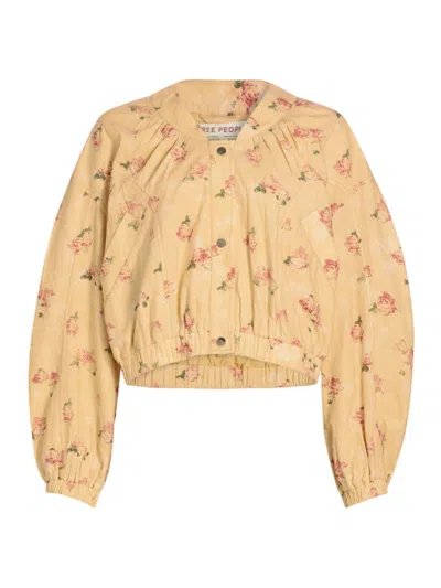 Free People Rory Floral Cotton Bomber Jacket In Warm Combo