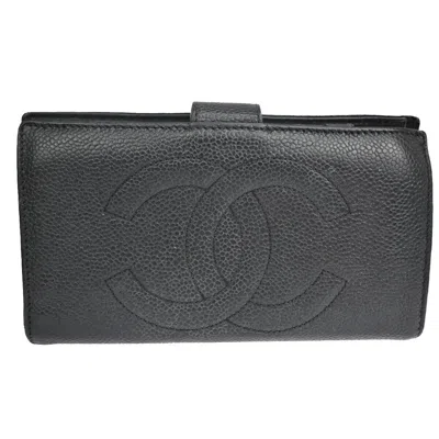 Pre-owned Chanel Black Leather Wallet  ()