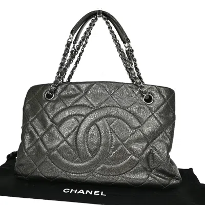 Pre-owned Chanel Grand Shopping Silver Leather Shoulder Bag ()