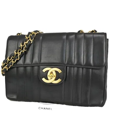 Pre-owned Chanel Mademoiselle Black Leather Shoulder Bag ()