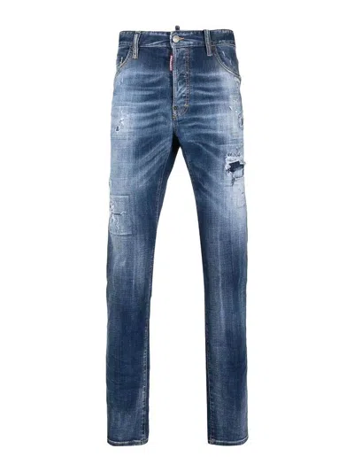 Dsquared2 Slim-fit Distressed-finish Jeans In Blue