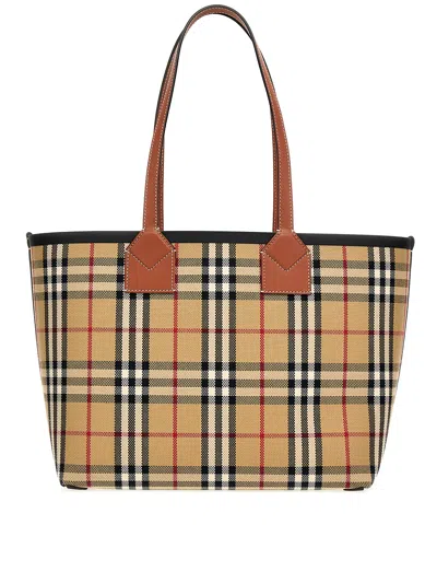 Burberry Small Canvas And Leather London Tote Bag In Brown