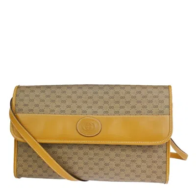 Gucci Micro Small Gg Canvas Beige Canvas Shoulder Bag () In Yellow