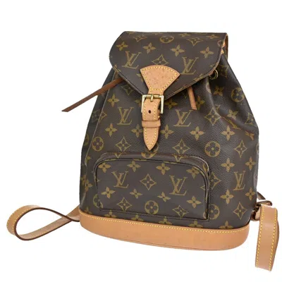 Pre-owned Louis Vuitton Montsouris Mm Brown Canvas Backpack Bag ()