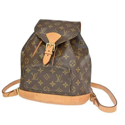Pre-owned Louis Vuitton Montsouris Mm Brown Canvas Backpack Bag ()