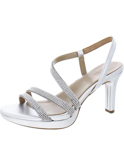 Naturalizer Brenta2 Womens Rhinestone Platforms Strappy Sandals In Silver