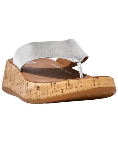 Fitflop F-mode Leather Sandal In Silver