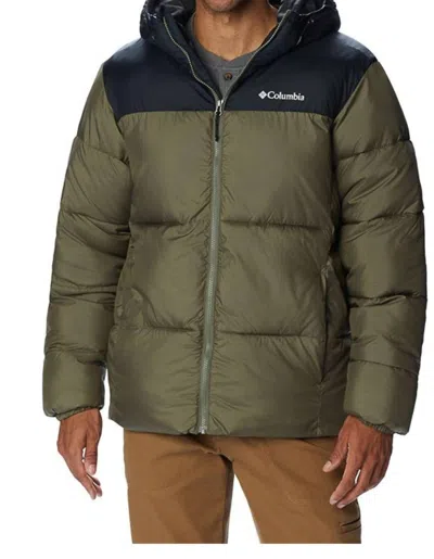 Columbia Puffect Hooded Jacket In 397 - Stone Green Black In Multi