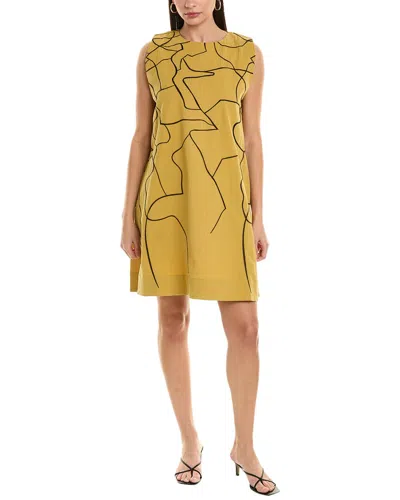 Alpha Studio Seersucker A-line Dress In Yellow