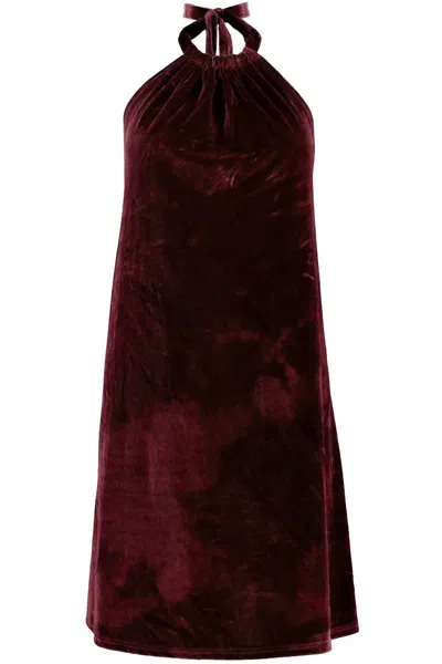 Bishop + Young Naomi Velvet Halter Dress In Ruby In Pink