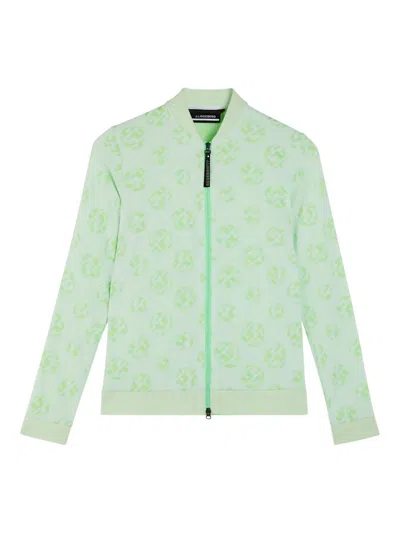 J. Lindeberg Spots Jacquard Mid Layer In Mint In Green