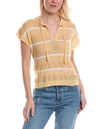 Central Park West Alma Tie V-neck Wool-blend Sweater In Brown