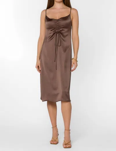 Velvet Heart Luxe Ruched Slip Dress In Mocha In Brown