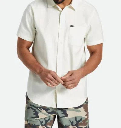 Brixton Charter Oxford Short Sleeve Top In Off White