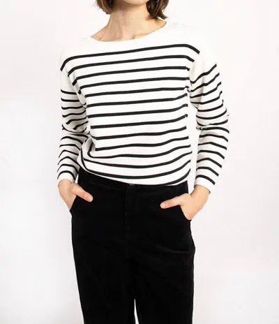 Molly Bracken Striped Sweater With Gold Button Detail In Navy/white In Multi