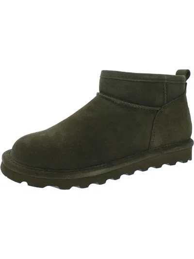 Bearpaw Shorty Womens Suede Ankle Ankle Boots In Green