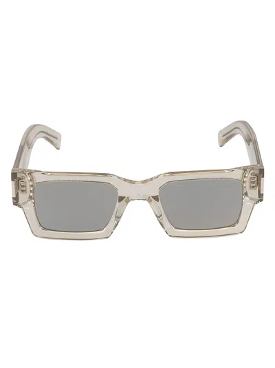 Saint Laurent Sl572 Square-frame Tinted Sunglasses In Beige/silver
